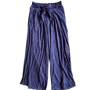 Velzera Navy Lace Palazzo Pants Boho Resort Wear NWT Free Size - fits like Med.